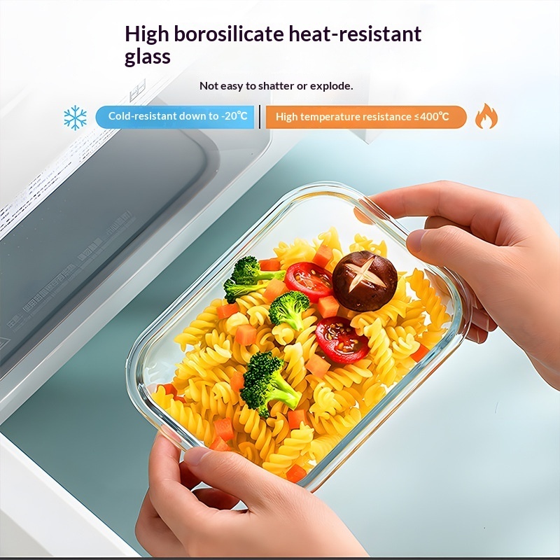 Glass Kitchen Lunch Box High Temperature Resistant Microwave Safe BPA Free Dishwasher Safe Large Capacity Food Container view 2