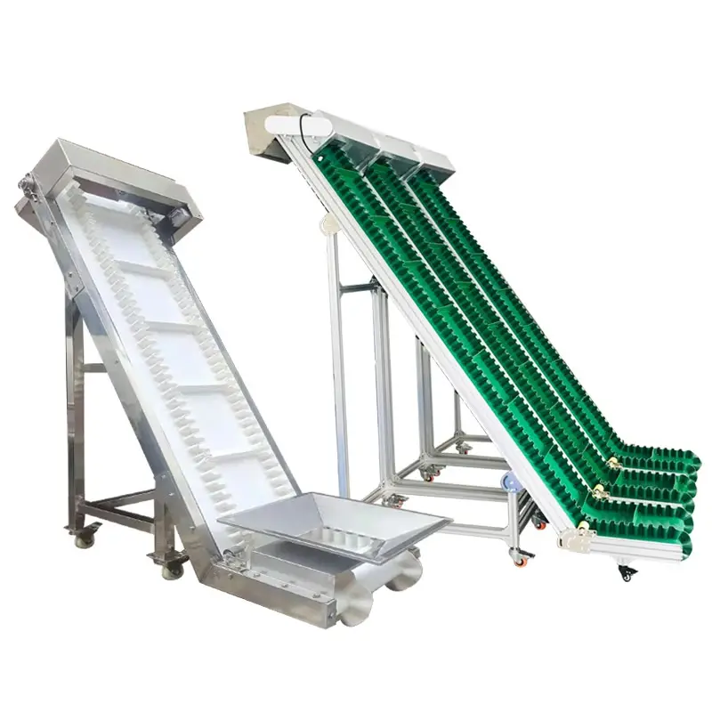 Langle Climbing Incline green blue color pvc conveyor/ Z shape lifting conveyor Incline Toothed PVC Conveyor