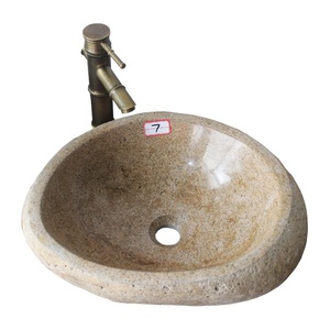 Fregadero de agua para interiores y exteriores Guijarro de Río Recipiente de piedra natural Lavado a mano Lavabo Piedra <span class=keywords><strong>Baño</strong></span> al aire libre USO - Product Image 1