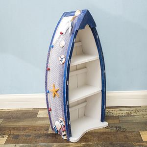 Mediterranean Boat Shaped <b>Cabinet</b> Set 3 Piece Wood Storage Living Room Furniture - Product Image 4