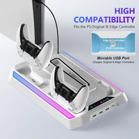 PLAYX Nouveau ventilateur de refroidissement multifonctionnel avec support vertical et station de charge pour console PS5 édition numérique et disque