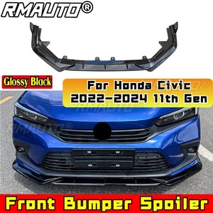 For Honda Civic 2022-2024 11th Gen Car Accessories 3PCS Front Bumper Lip Spoiler Side <b>Splitter</b> Deflector Guards Body Kit Cover - Product Image 1