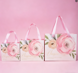 Pink floral <b>hand</b>-held gift box <b>made</b> of hard cardboard with exquisite texture-Vietnam FSC Certified Luxury Packaging Factory - Product Image 1
