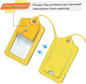 Étiquettes de bagages en cuir PU vierge personnalisées, étiquette d'identification de nom, étiquette de valise avec cornet élastique pour sac de voyage - Product Image 4