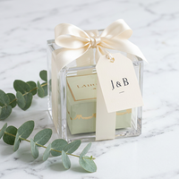 Présentoir magnétique transparent moderne et écologique en acrylique pour boîte cadeau de mariage, autoportant, surface polie, logo gravé