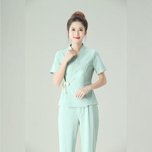 Vêtements de travail pour le personnel des salons de beauté en coton à col en V, uniformes pour les travailleurs de bain et de massage, uniformes de spa - Product Image 1