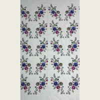 Tissu en dentelle de tulle blanc transparent brodé 3D avec grappe de fleurs, perles et sequins, 100% polyester, pour mariage en forêt et demoiselle d'honneur