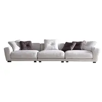 Modern Mewah Sectional L Berbentuk Sofa Set Furnitur Sofa Kulit Togo Desain Ruang Tamu Sofa
