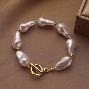 <span class=keywords><strong>Bracelet</strong></span> de perles baroques européennes et américaines pour femme, perles irrégulières, luxe léger, haut de gamme, pour touristes - Product Image 4