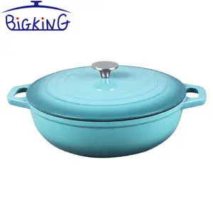 Cazuela de hierro fundido con logotipo personalizado con <span class=keywords><strong>tapa</strong></span> 30*9cm encimera de inducción/horno seguro <span class=keywords><strong>para</strong></span> cocinar sopa uso doméstico <span class=keywords><strong>para</strong></span> restaurantes - Product Image 1