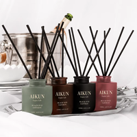 Diffuseur de parfum à bâtonnets et bougie parfumée AIKUN, finition mate dépolie, rechargeable, longue durée, aux huiles essentielles naturelles, coffret cadeau pour la décoration intérieure