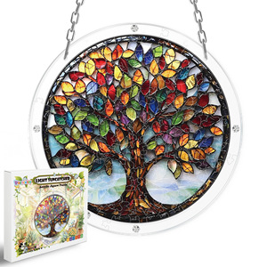 Colgante de ventana de acrílico con diseño de árbol de la vida, atrapasueños redondo de 2 mm, atrapasueños de rompecabezas DIY para decoración del hogar - Product Image 2