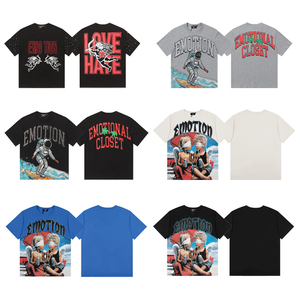 เสื้อยืดสตรีทแวร์ลายกราฟิกสำหรับผู้ชาย คุณภาพสูง เนื้อผ้าหนา 100% คอตตอน ผสมผสานอารมณ์แบบสปอร์ต แขนสั้น สไตล์ลำลอง - Product Image 1