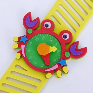 Nouveau jouet artisanal éducatif pour enfants, bricolage <span class=keywords><strong>dessin</strong></span> <span class=keywords><strong>animé</strong></span> 3D Eva autocollant horloge jouets faits à la main pour enfants - Product Image 3