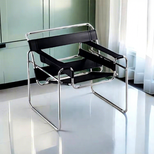 Fauteuil d'appoint électrique moderne en similicuir noir avec structure <span class=keywords><strong>tubulaire</strong></span> en acier pour salon, chambre et hôtel - Product Image 1
