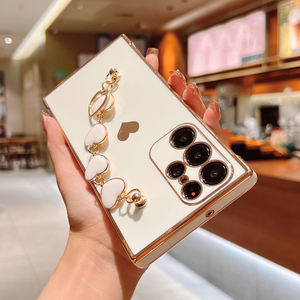 Étui en silicone avec bracelet cœur d'amour pour Samsung Galaxy, couverture souple pour S23 S22 S21 A52 A12 52S <span class=keywords><strong>53</strong></span> 5G 22 21 23 Plain Design Placage - Product Image 5