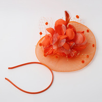 Coiffe de mariée vintage transfrontalière euro-américaine, voile en résille, accessoire capillaire fleur et plume, pour spectacle de danse, chapeau haut de forme, thé