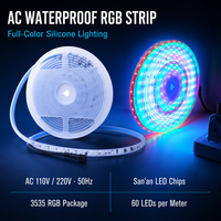 Bande lumineuse LED RVB pleine couleur BOND AC110V 220V 3535 60 LED par mètre en silicone solide avec fonctionnement automatique et contrôleur en option