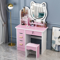 En gros, Coiffeuse rose moderne et économique, petite coiffeuse de haute qualité pour fille, table de maquillage design avec miroir ours