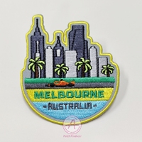 Patch tissé brodé de style vert à la mode avec support à repasser à coudre sur une forme de logo personnalisé de petite ou grande taille pour sac à dos