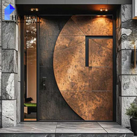 Portes d'entrée extérieures de sécurité modernes en aluminium et bois de luxe OEM PSL 2026 pour maisons, villas et résidences