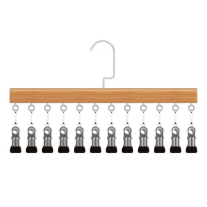 Solid Wood Pant Skirt Hanger With 12 Clips 360 Degree Rotation Multi Functional Storage Organizer For Wardrobe Clothes Rack - Product Image 4