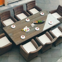 Meubles de patio extérieur de nouveau style en rotin synthétique tissé en osier salle à manger Table basse chaise ensembles de meubles de jardin