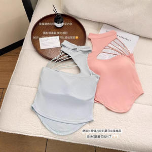 Camisola Corta Sexy con <span class=keywords><strong>Tirantes</strong></span> Huecos para Mujer, Estilo Veraniego, Sexy para Usar al Aire Libre, con Cuello Alto - Product Image 2