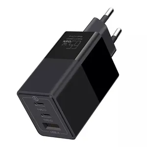 2023 New Trends US/AU/UK/EU/KR Plug Multi USB Ports 2c1a 65W Charger GaN PD QC 3.0 Fast Charging Type C Adapter