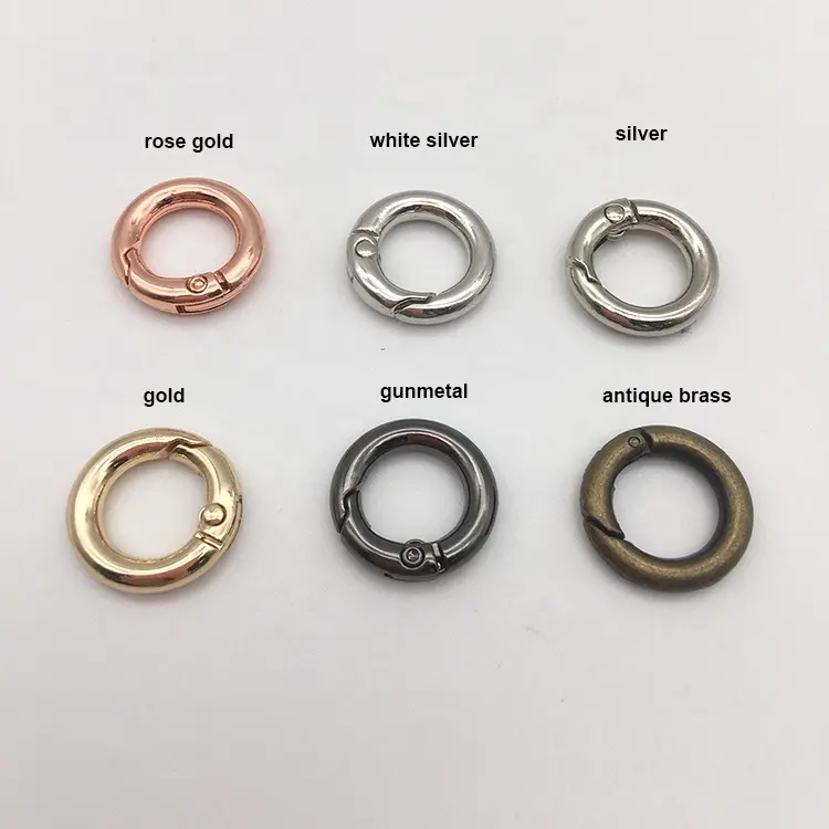 1" inch Clasp Carabiner O Rings Metal Open Rose Gold Spring Rings For Handbags