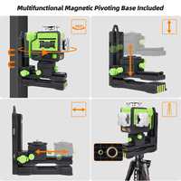 Huepar P03CG 12 lignes niveau Laser 3D faisceau vert lumière pour mur rotatif auto-nivellement