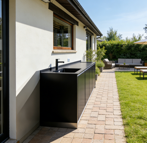 Mueble <span class=keywords><strong>de</strong></span> Cocina <span class=keywords><strong>Exterior</strong></span> Personalizado <span class=keywords><strong>de</strong></span> Acero Inoxidable 304 <span class=keywords><strong>para</strong></span> Terraza, Mueble <span class=keywords><strong>Exterior</strong></span> Todo en Uno con Cesta Extraíble - Product Image 2