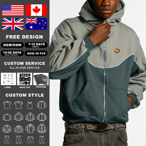 Sudadera con Capucha KingSen de Invierno, Personalizada, con Bloques de Color Digitales, en Felpa Francesa 100% Algodón, con Cierre y Cuello Alto, para Hombre y Mujer - Product Image 2