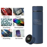 Bouteille d'eau isotherme en acier inoxydable à double paroi avec affichage numérique intelligent 500 ml, performance thermique de 6 à 12 heures