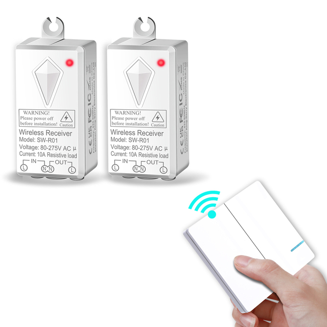 Good Selling IP66 Waterproof Rating Smart Wireless Switch Remote Control Light Switch 2 Gang with 2 Receivers Wall Switch