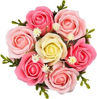 AYOYO Bouquet de fleurs de savon rondes de luxe en boîte cadeau - Savon artisanal en forme de roses parfumées et décoratives Cadeau de la Saint-Valentin 2026