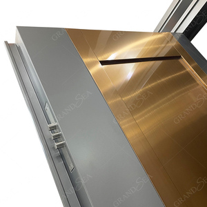 Puerta de Entrada de Acero Inoxidable Color Bronce con Vidrio Esmerilado Color Dorado con Grano Vertical de Dubai Cast - Product Image 2