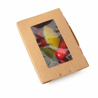 Rechthoekige afhaalkartonnen lunchboxen van kraftpapier met venster voor gefrituurde kip en fruit