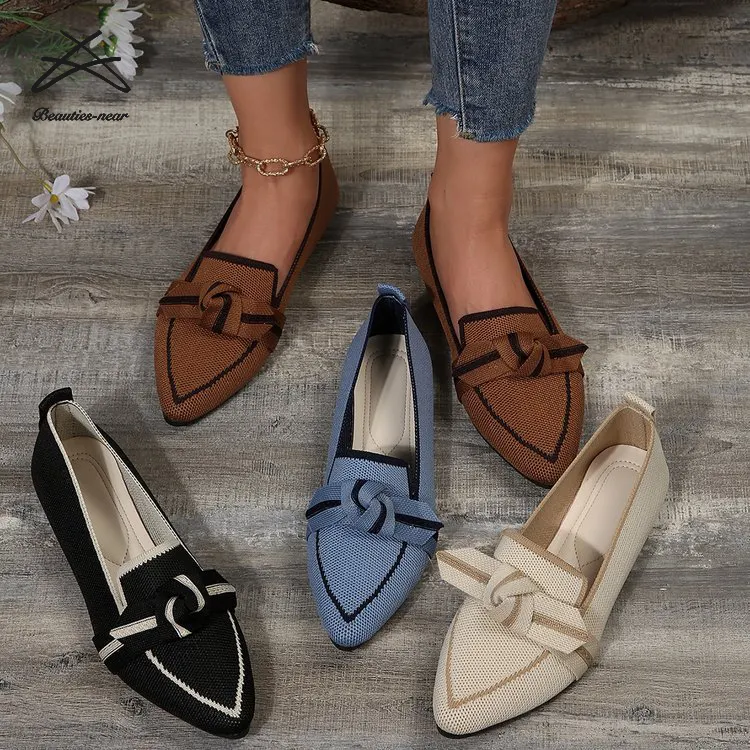 Ladies Summer Women Fashion Casual Pointed Toe Ballerinas Flat Shoes Slip On Breathable Loafers Nurse Office Work Boat Shoes