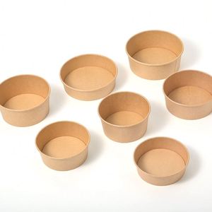 Bol en papier kraft jetable écologique, forme ronde traditionnelle, compatible micro-ondes, biodégradable, avec option de couvercle, pour le camping - Product Image 4