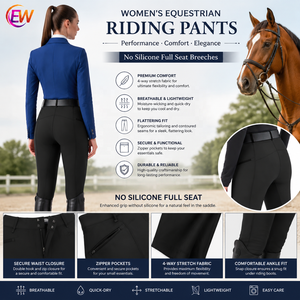 EW <span class=keywords><strong>Pantalon</strong></span> d'équitation pour femme sans silicone, coupe intégrale, taille haute, extensible dans les 4 sens - Product Image 6
