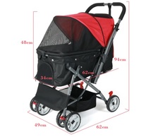Poussette pour animaux de compagnie pliable, légère, à quatre roues, avec cadre en acier, grande capacité, fenêtre panoramique, lavable, poignée classique bidirectionnelle
