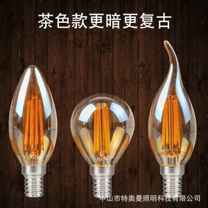 E14 Led Edison Candle <b>Bulb</b> C35 Imitation Tungsten Filament Warm Light Tapered <b>Bulb</b> For Home Hotel Restaurant Bar - Product Image 3