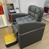 Fauteuil de shampooing électrique en cuir synthétique Siman, repose-pieds réglable, éponge haute densité, bac dissimulé - Salon commercial