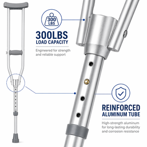 Béquilles médicales doubles réglables en aluminium rembourrées en TPR, capacité de charge 100 kg, pour la marche, Feiyang Medical - Product Image 2