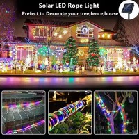 Guirlande lumineuse solaire LED de luxe 33FT, bande LED intelligente pour décoration extérieure et jardin