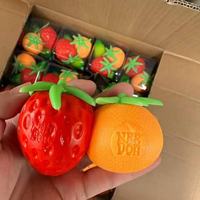 Nieuw, populair fruitparty 3-in-1 squishy speelgoed, banaan sinaasappel aardbei stressverlichtend fidget speelgoed promotioneel speelgoed