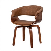 Chaise de salle à manger pivotante HR-6017C avec pieds en contreplaqué, chaise de salle à manger moderne marron avec pieds en contreplaqué pour salle à manger