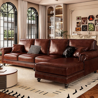 Juego de Sofás Seccionales Chinos de Primera Calidad, Sofá de Cuero Moderno, Sofá Esquinero, Muebles para Sala de Estar, Juego de Sofás Royal