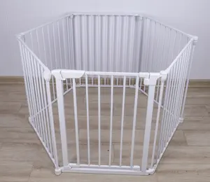 לול שער תינוק ברוחב 140 אינץ', שער לחיות מחמד לדלת מדרגות, גדר אח עם דלת דרך שני ישירים